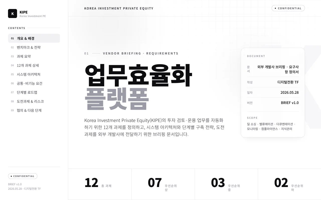 KIPE 업무효율화 플랫폼 미리보기