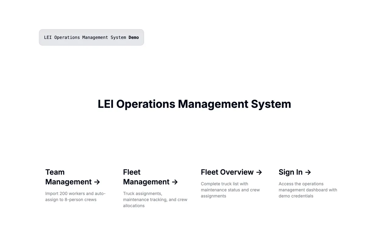 LEI Operations Management System 미리보기