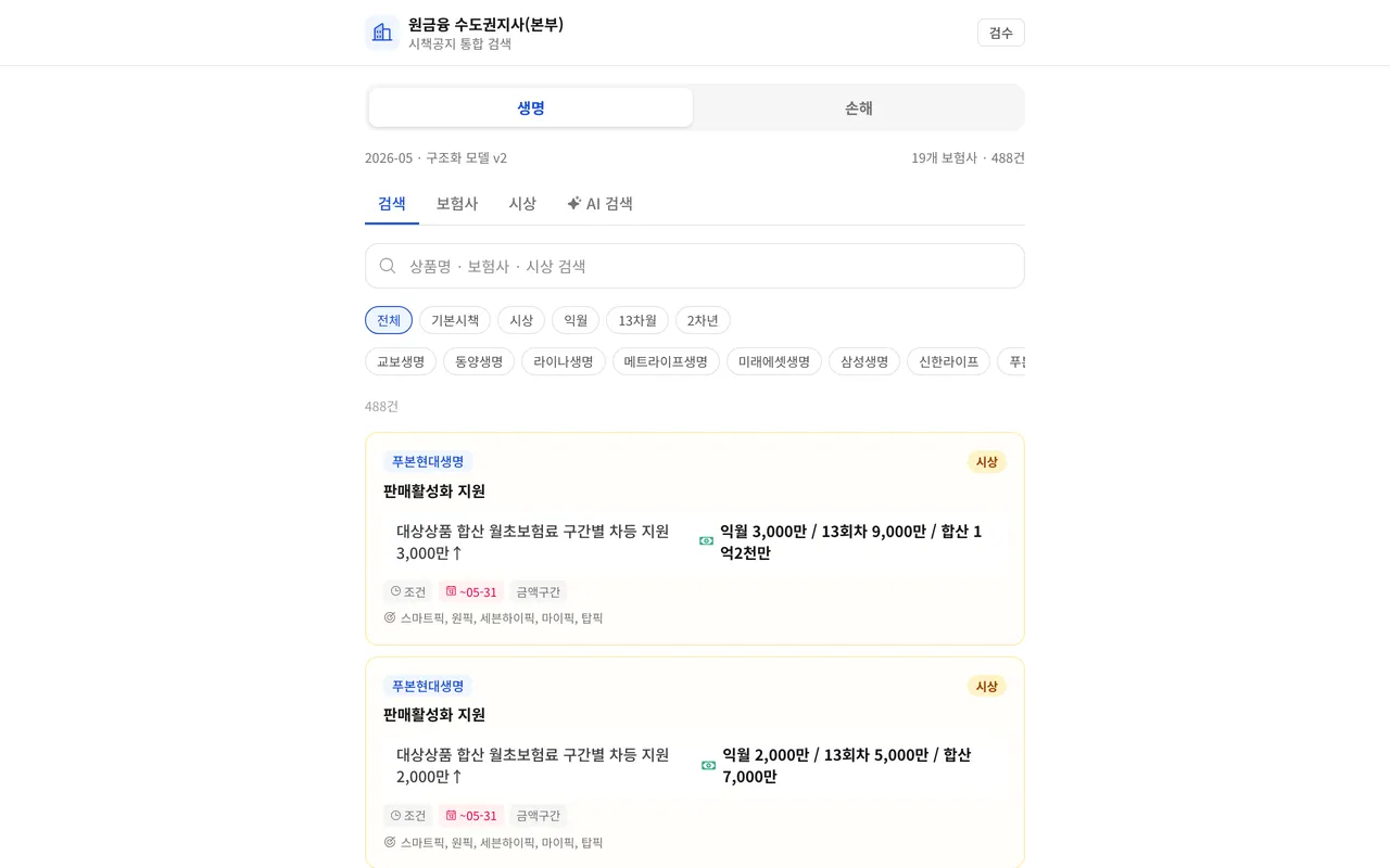 원금융 수도권지사(본부) 시책공지 미리보기